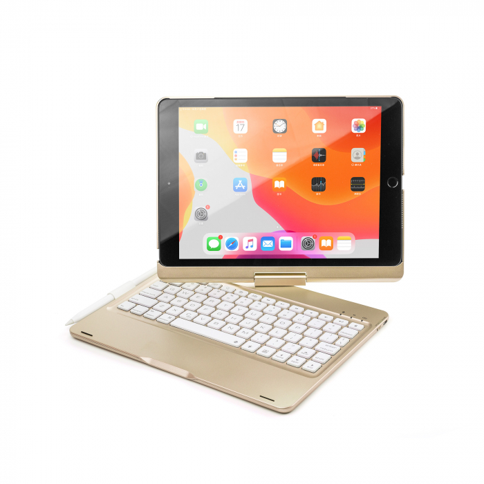 Husa carcasa aurie cu tastatura LED, Bluetooth Wireless pentru iPad Air, iPad Air 2, iPad Pro 9.7, iPad 9.7 2017, 2018 [5]