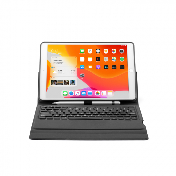 Husa carcasa piele ecologica, albastra, cu tastatura LED Bluetooth Wireless pentru iPad Pro 10.5, Air 3 2019 10.5 inch, iPad 10.2 inch [8]
