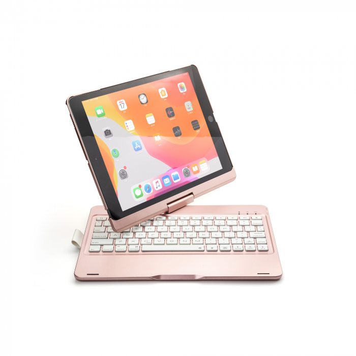 Husa carcasa roz-aurie cu tastatura LED, Bluetooth Wireless pentru iPad Air, iPad Air 2, iPad Pro 9.7, iPad 9.7 2017, 2018 [6]