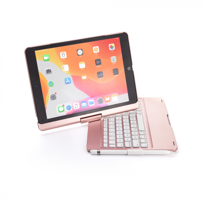 Husa carcasa roz-aurie cu tastatura LED, Bluetooth Wireless pentru iPad Air, iPad Air 2, iPad Pro 9.7, iPad 9.7 2017, 2018 [7]
