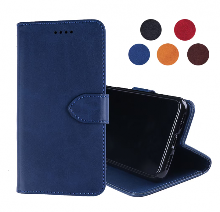 Husa Flip Wallet HOPE R, albastru inchis, piele ecologica, la alegere, pentru IPHONE 6, IPHONE 7/8, IPHONE X, SAMSUNG A6 2018, SAMSUNG S9, SAMSUNG S8, SAMSUNG J5 2017 [5]
