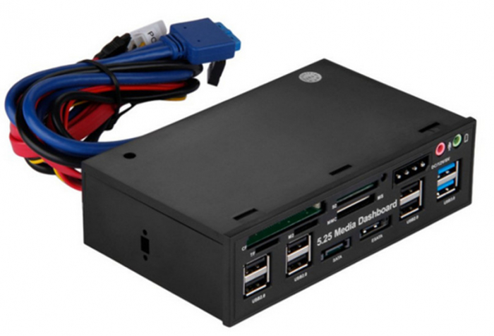 Media front panel 5.2", suporta carduri M2/TF/SD/MMC/MS/CF, 8x USB, HOPE R [3]