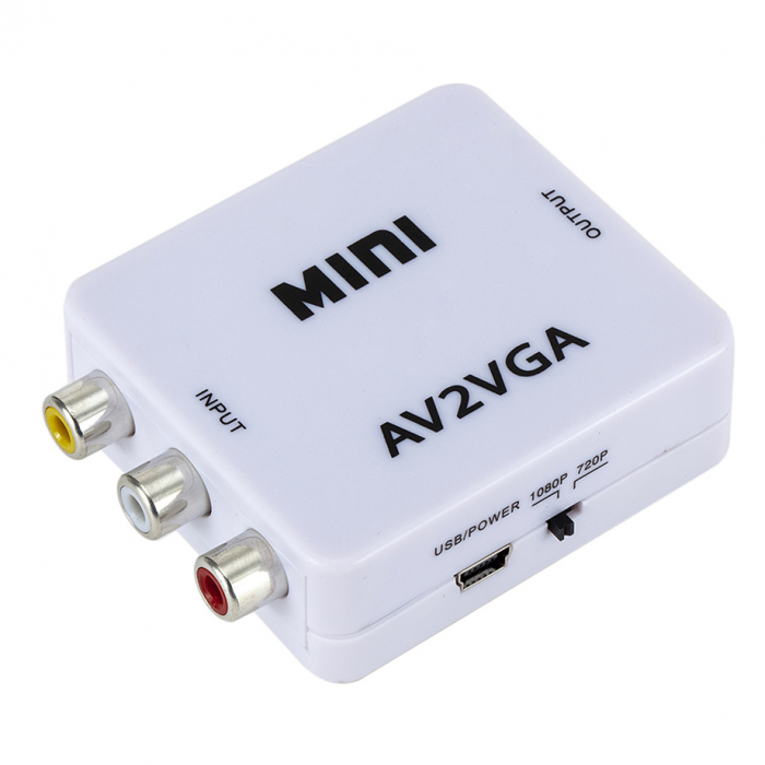 Mini convertor AV(RCA) la VGA, 1080p, video si audio stereo, HOPE R [6]