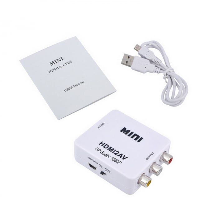 Mini convertor HDMI la AV(RCA) Full HD 1080p video si audio stereo, HOPE R [2]
