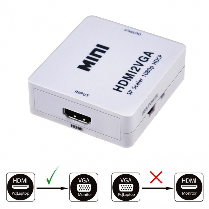 Mini convertor HDMI la VGA, 1080p, video si audio stereo, HOPE R [2]