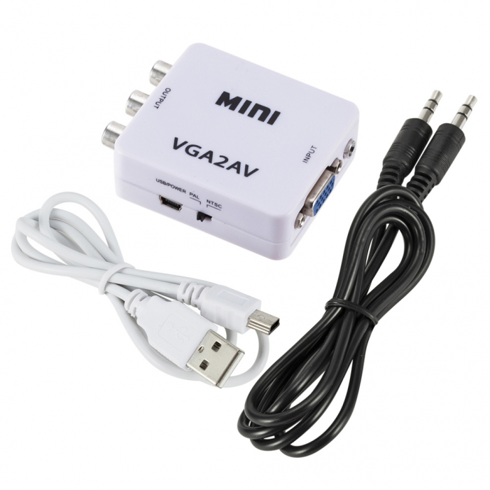Mini convertor VGA la AV(RCA), 1080p, video si audio stereo, HOPE R [4]