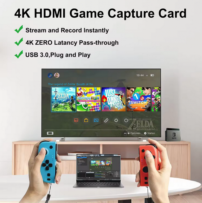 Placa pentru captura video HOPE R, intrare HDMI 4K@60Hz, iesiri HDMI si USB3.0, 1920P 60FPS, iesirea in bucla, inregistrare gaming, predare, conferinta [4]