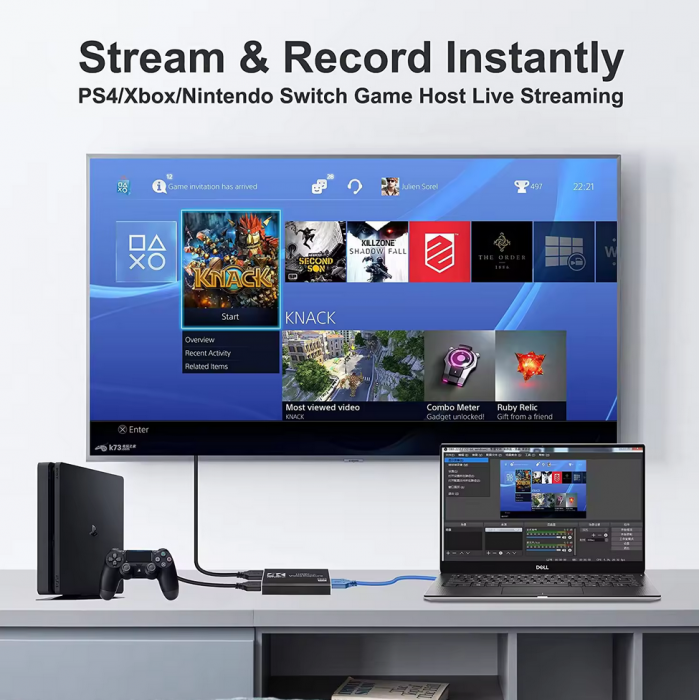 Placa pentru captura video HOPE R, intrare HDMI 4K@60Hz, iesiri HDMI si USB3.0, 1920P 60FPS, iesirea in bucla, inregistrare gaming, predare, conferinta [6]