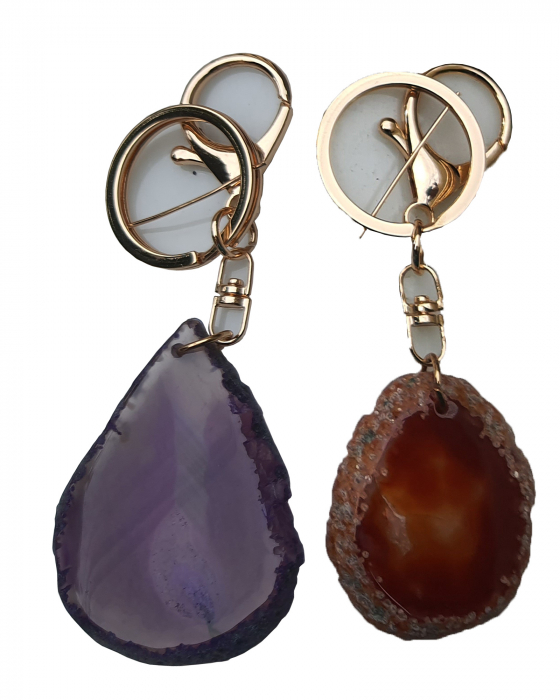 Set 2 brelocuri cu cristal natural de agat, la alegere, personalizate pentru zodii, culori, chakre [4]