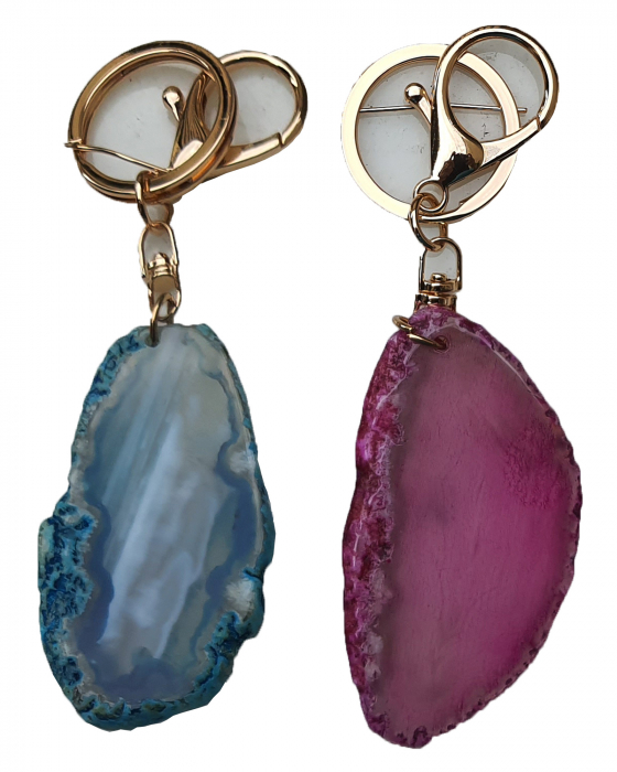 Set 2 brelocuri cu cristal natural de agat, la alegere, personalizate pentru zodii, culori, chakre [2]