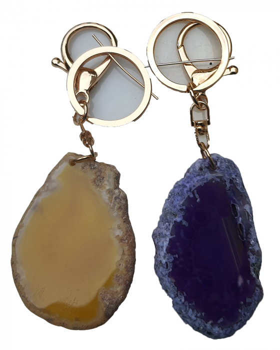 Set 2 brelocuri cu cristal natural de agat, la alegere, personalizate pentru zodii, culori, chakre [5]