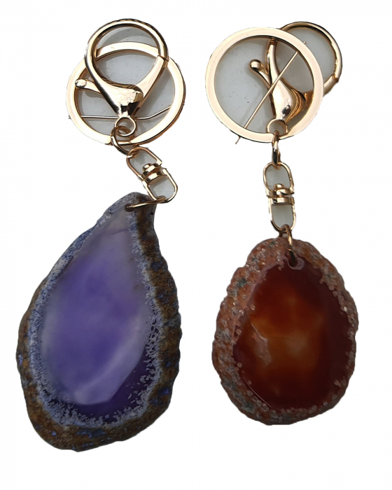 Set 2 brelocuri cu cristal natural de agat, la alegere, personalizate pentru zodii, culori, chakre [7]