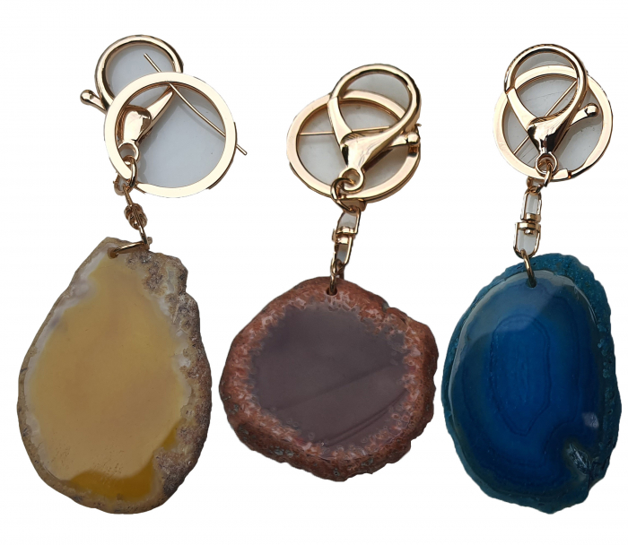 Set 3 brelocuri cu cristal natural de agat, la alegere, personalizate pentru zodii, culori, chakre [5]