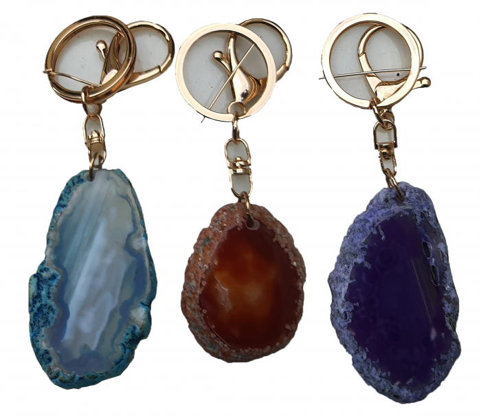 Set 3 brelocuri cu cristal natural de agat, la alegere, personalizate pentru zodii, culori, chakre [2]