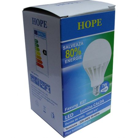 Set 8 becuri LED E27 7W 2700K lumina calda 350LM HOPE R [2]