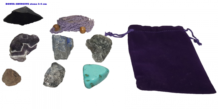 Set 6 cristale naturale vindecatoare, protectoare, pentru zodia Sagetator: Ametist, Labradorit, Lapis Lazuli, Turcoaz, Safir, Rubin [4]