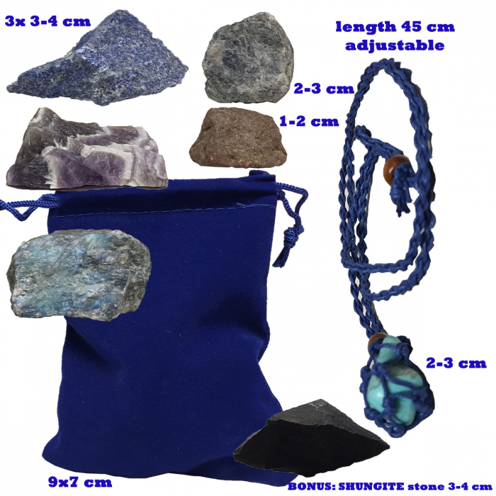 Set 6 cristale naturale vindecatoare, protectoare, pentru zodia Sagetator: Ametist, Labradorit, Lapis Lazuli, Turcoaz, Safir, Rubin [2]