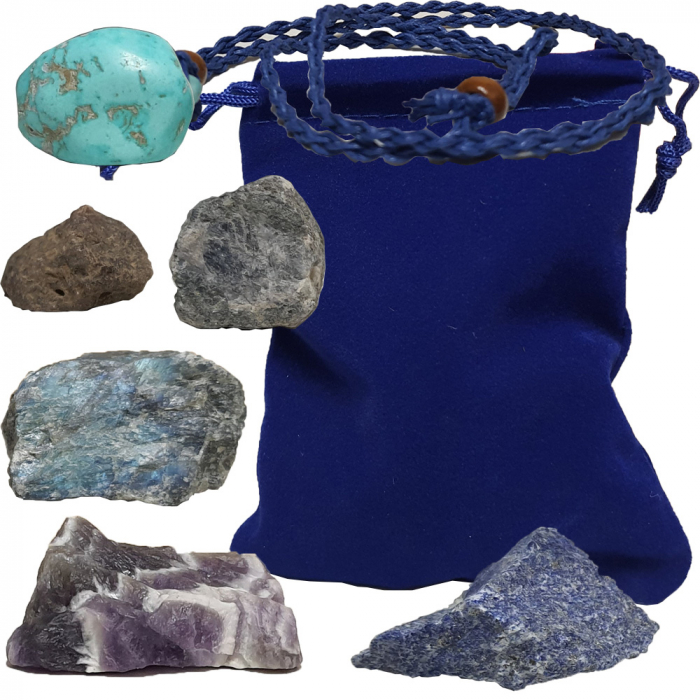 Set 6 cristale naturale vindecatoare, protectoare, pentru zodia Sagetator: Ametist, Labradorit, Lapis Lazuli, Turcoaz, Safir, Rubin [3]