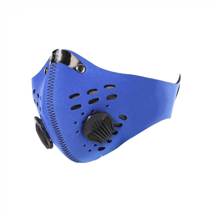 Masca HOPE R, cu supape si filtru carbon activ antipoluare, reutilizabila, pentru alergat, bicicleta, trotineta, albastra [1]