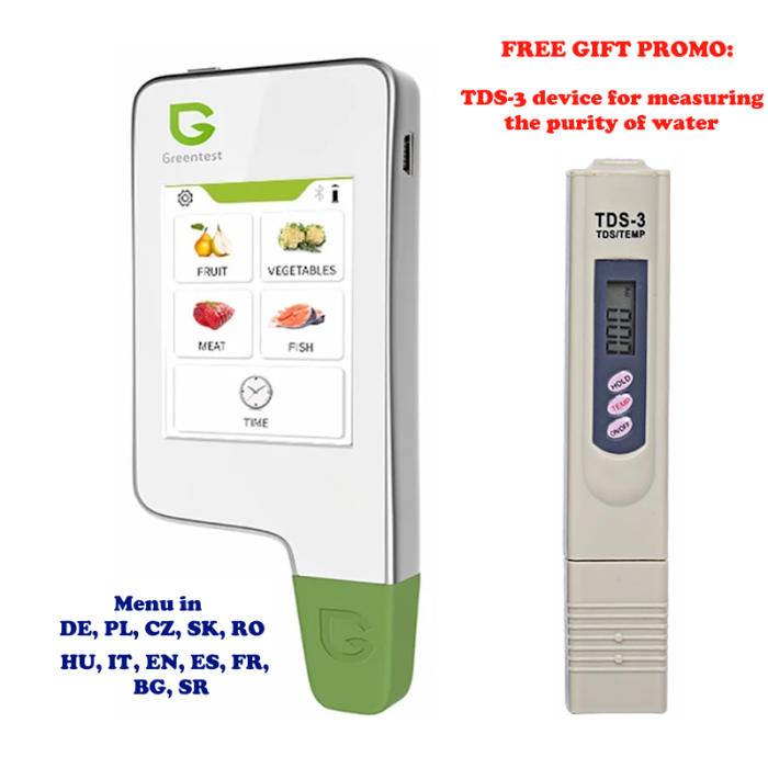 Set testere digitale Greentest 2F, masurare nitrati din fructe, legume, carne, peste si TDS3, masurarea puritatii apei [2]