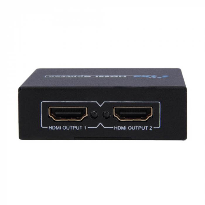 Splitter HDMI 4Kx2K@30Hz, 1 intrare 2 iesiri, HDCP 1.4, metalic, cu alimentare, negru [5]