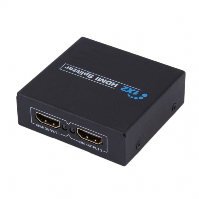 Splitter HDMI 4Kx2K@30Hz, 1 intrare 2 iesiri, HDCP 1.4, metalic, cu alimentare, negru [4]