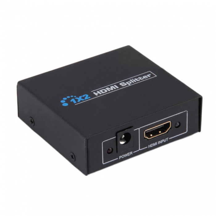 Splitter HDMI 4Kx2K@30Hz, 1 intrare 2 iesiri, HDCP 1.4, metalic, cu alimentare, negru [2]