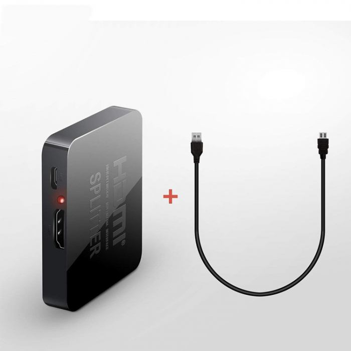 Splitter HOPE R HDMI 4Kx2K@30Hz, 1 intrare 2 iesiri, alimentare USB, negru [2]