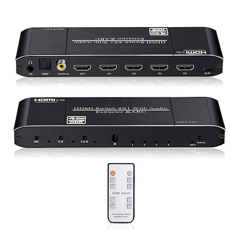 Switch HDMI 2.0, 4 intrari si 1 iesire, HDCP 2.2, 4K@60Hz, iesiri: Toslink, Coaxial, Jack 3.5mm L/R, Audio Extractor, ARC, telecomanda, HOPE R [4]