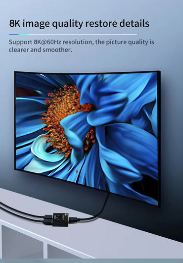 Switch HDMI 8k@60Hz HOPE R bidirectional, HDMI2.1, HDCP2.3, 1 x 2 splitter, 2 x 1 switch, negru [7]