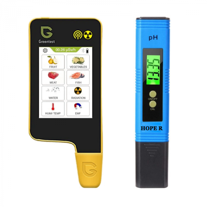 Set Testere digitale Greentest ECO 8 pentru masurarea concentratiei nitratilor din fructe, legume, carne, peste, a calitatii apei, a umiditatii si temperaturii, a radiatiilor nucleare si electromagnet [1]