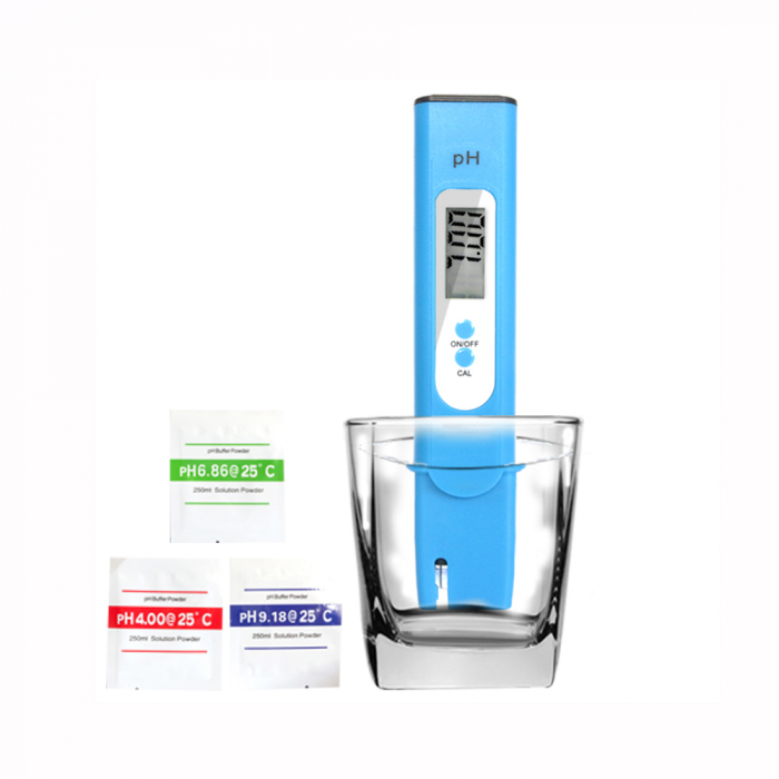 Tester PH metru digital cu corectie automata, cu ATC, praf de calibrare, cutie [6]