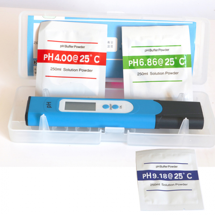 Tester PH metru digital cu corectie automata, cu ATC, praf de calibrare, cutie [4]