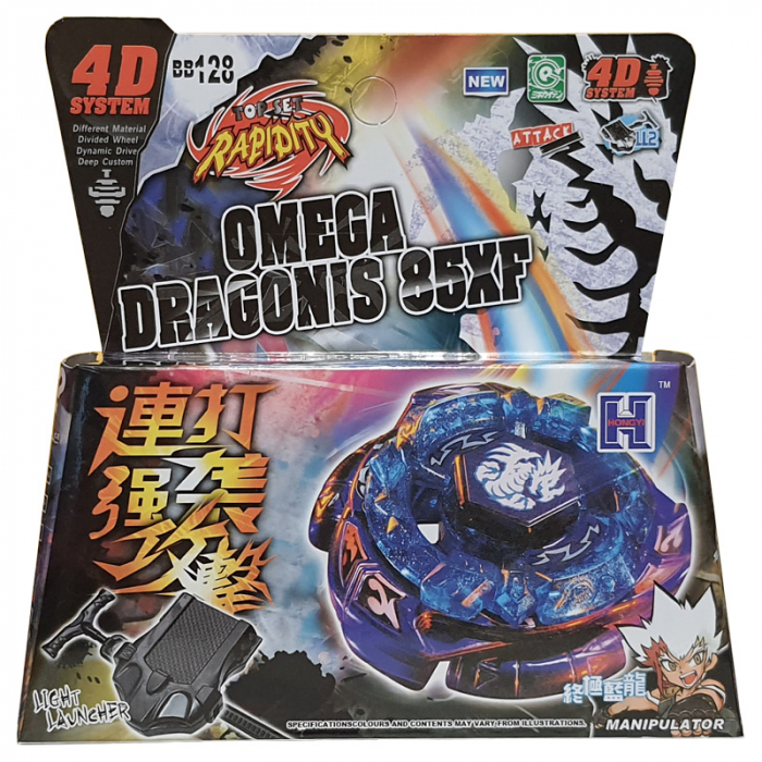 Titirez 4D Rapidity, metal si plastic, Omega Dragonis 85XF BB128, Attack, cu lansator si varf metalic [2]