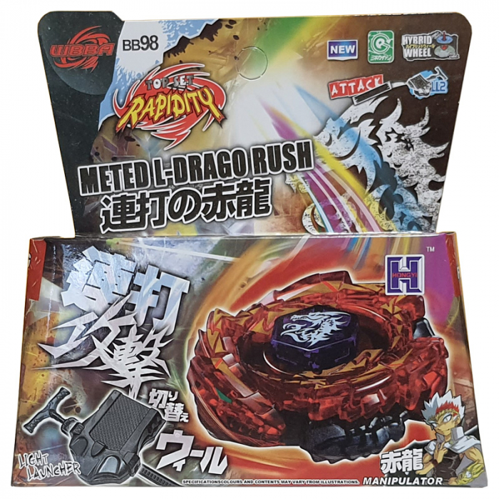 Titirez 4D Rapidity, metal si plastic, Meted L-Drago Rush, BB98, Attack, cu lansator si varf metalic [2]