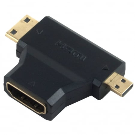 Convertoare si adaptoare video - Adaptor 2 in 1 Micro si Mini HDMI tata la HDMI mama, HOPE R