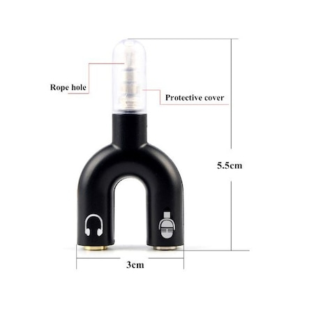 Convertoare si conectori audio - Adaptor audio 1x jack 3.5mm tata cu 2x iesiri mama, pentru microfon si casti, capac protectie, negru, HOPE R