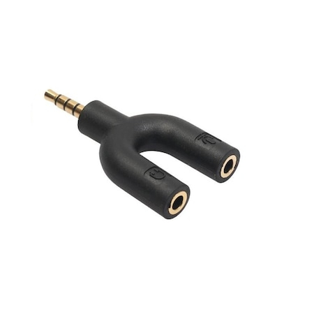 Adaptor audio 1x jack 3.5mm tata cu 2x iesiri mama, pentru microfon si casti, capac protectie, negru, HOPE R [2]