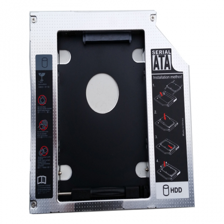 Adaptor HDD Caddy HDD/SSD, pentru unitati optice de grosime 9.5 mm, aluminiu, HOPE R [0]