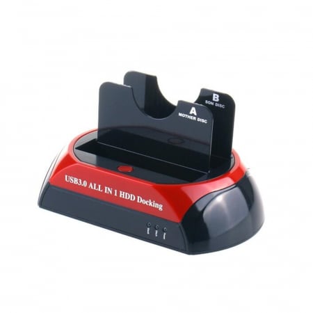 Adaptoare USB - HDD Docking Station Dual Bay 2.5", 3.5" SATA la USB 3.0, HOPE R, cu functie de backup si clonare