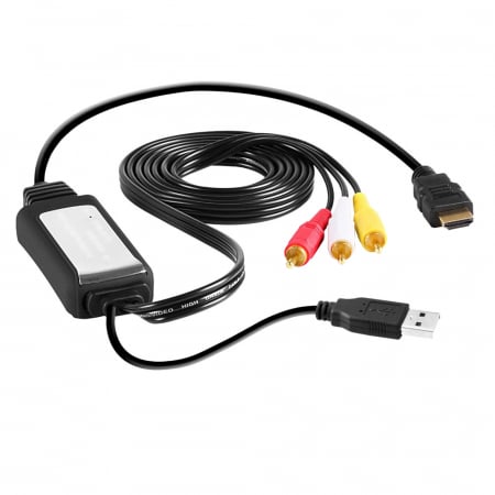 Accesorii IT - Cablu convertor AV / RCA tata la HDMI tata, rezolutie 1080P, 2m, negru