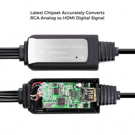 Cablu convertor AV / RCA tata la HDMI tata, rezolutie 1080P, 2m, negru [2]