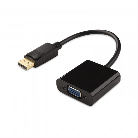 Convertoare si adaptoare video - Cablu convertor Displayport (DP) tata aurit la VGA mama, negru, fara sunet