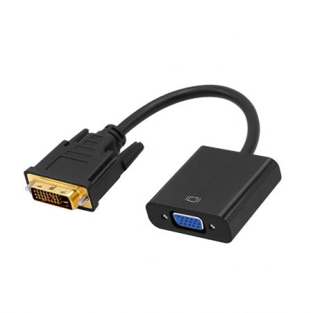 Cablu convertor DVI-D Dual Link 24+1 tata la VGA 15 pini mama, negru, 15cm, HOPE R [1]