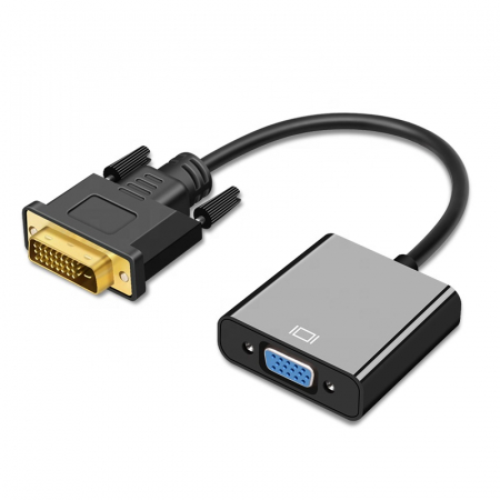 Convertoare si adaptoare video - Cablu convertor DVI-D Dual Link 24+1 tata la VGA 15 pini mama, negru, 15cm, HOPE R