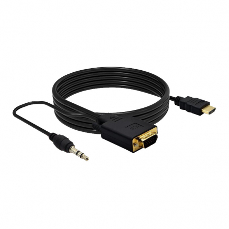 Convertoare si adaptoare video - Cablu convertor HDMI tata Full HD 1080p la VGA tata cu cablu audio, 1.8m, negru