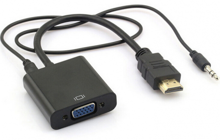 Convertoare si adaptoare video - Cablu convertor HDMI tata la VGA mama cu audio, HOPE R