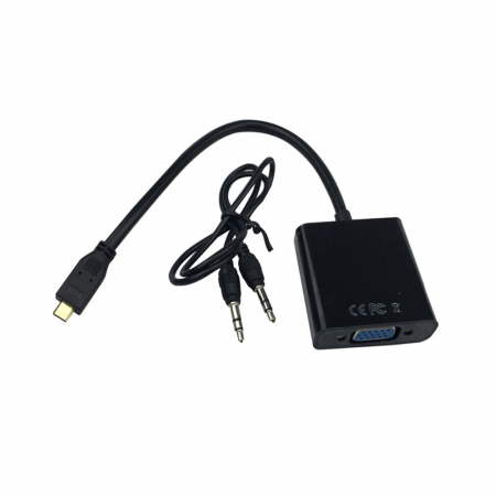 Convertoare si adaptoare video - Cablu convertor mini HDMI tata la VGA mama cu cablu audio, 15 cm, HOPE R