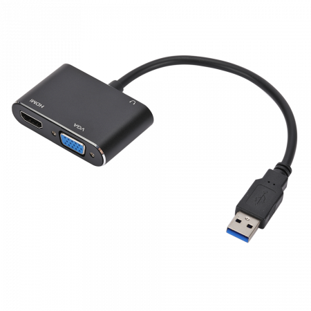 Convertoare si adaptoare video - Cablu convertor USB 3.0 pentru monitoare cu HDMI si VGA, HOPE R