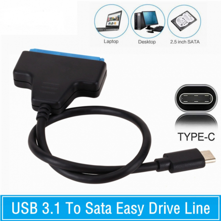 Cablu USB 3.1 tip C la SATA 7+15pin, HDD/SSD 2.5", lungime 10cm, HOPE R [6]